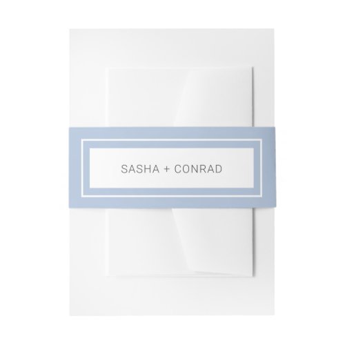 Simple Cornflower Double Border Modern Wedding Invitation Belly Band