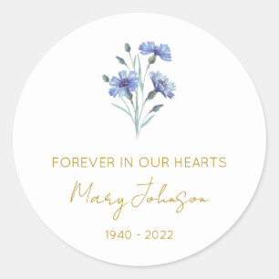 Simple Cornflower Memorial Classic Round Sticker