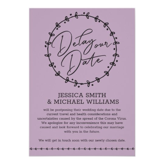 Simple Coronavirus Change Date Wedding Card