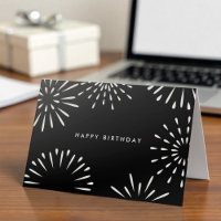 Simple Corporate Black White Fireworks Birthday