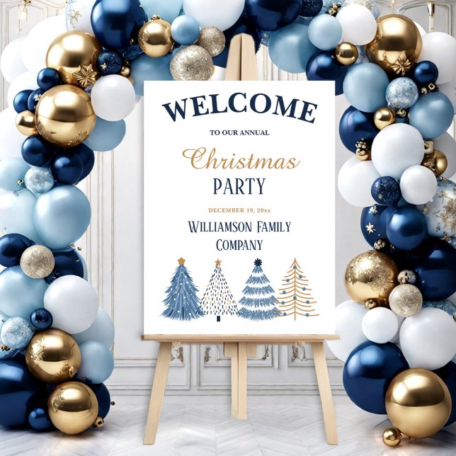 Simple Corporate Blue Christmas Party Welcome Foam Board (Simple Corporate Navy Blue Christmas Party Welcome Foam Board)