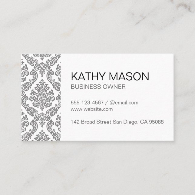 Simple Corporate Damask Pattern Business Card (Front)