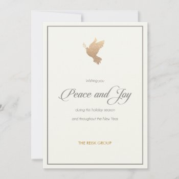 Simple Corporate Gold Dove Holiday Card by pixiestick at Zazzle