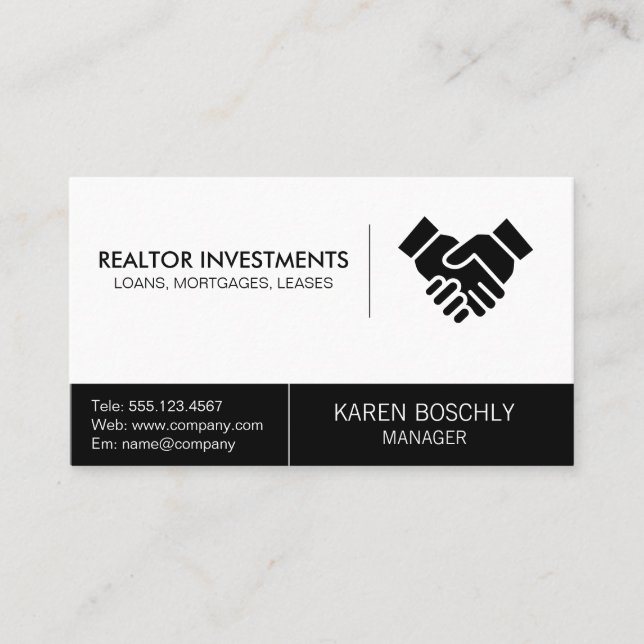 Simple Corporate Handshake Realtor Business Card (Front)