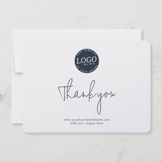 Simple Corporate Logo and Company Website Business Thank You Card (Front)