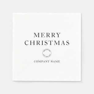 Simple Corporate Logo Black White Merry Christmas Napkins
