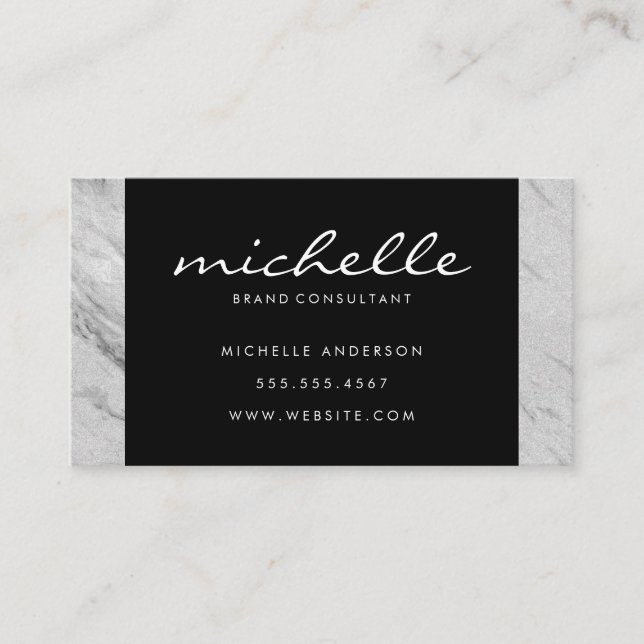 Simple Corporate Marble Trim Business Card (Front)