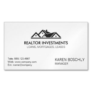Simple Corporate Real Estate Agent Business Card Magnet