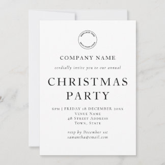 Simple Corporate Text Black White Christmas Party Invitation