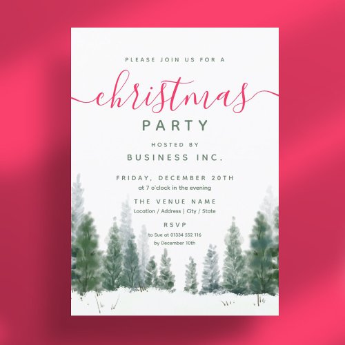 Simple Corporate Xmas Party Winter Watercolor Invitation