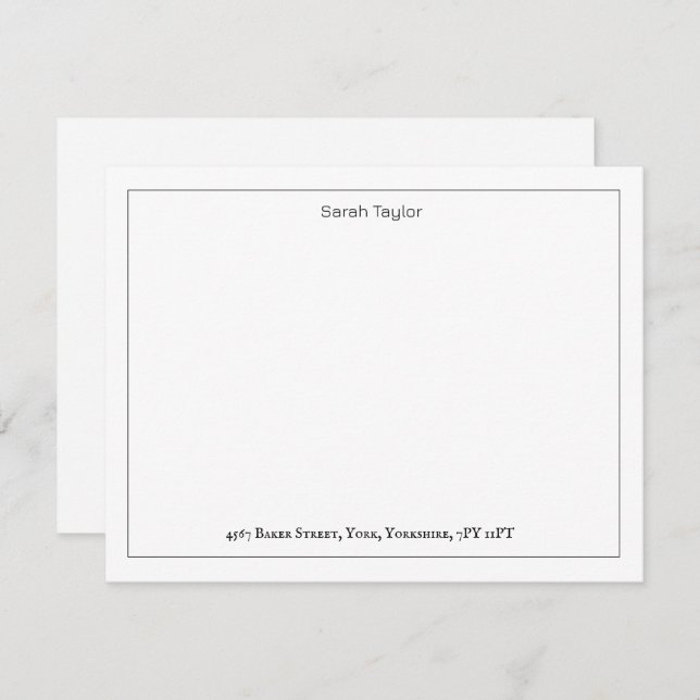 Simple Correspondence Business Name Stationery  Note Card (Front/Back)