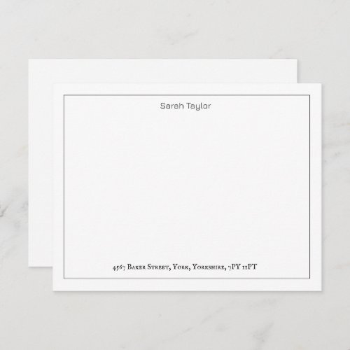 Simple Correspondence Business Name Stationery  Note Card