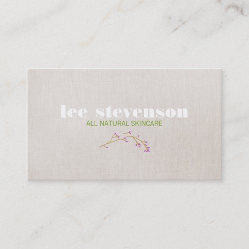 Simple Cosmetology All Natural Beauty Linen Look Business Card Template