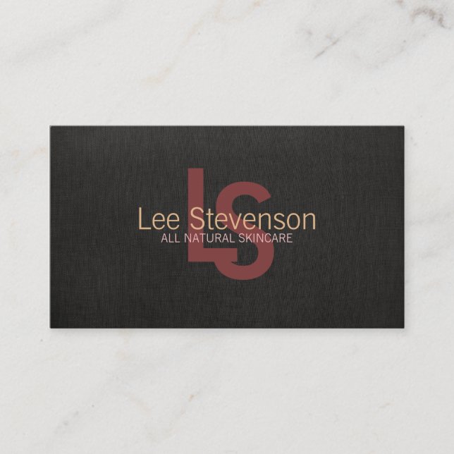 Simple Cosmetology Natural Beauty Black Linen Look Business Card (Front)