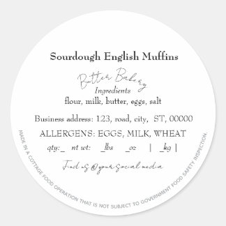 Simple Cottage Food Law Stickers