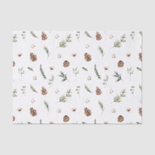 Simple Cotton Winter Greenery Watercolor Christmas Tissue Paper