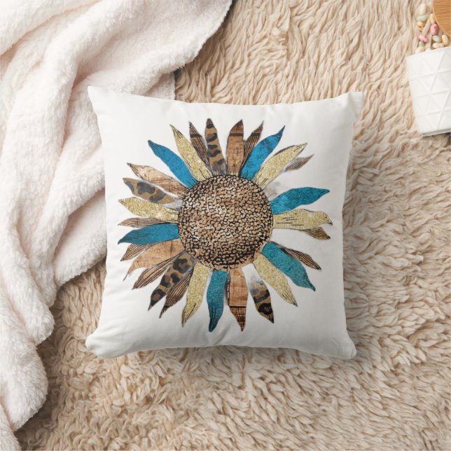 simple couleur flower Design Throw Pillow (Blanket)