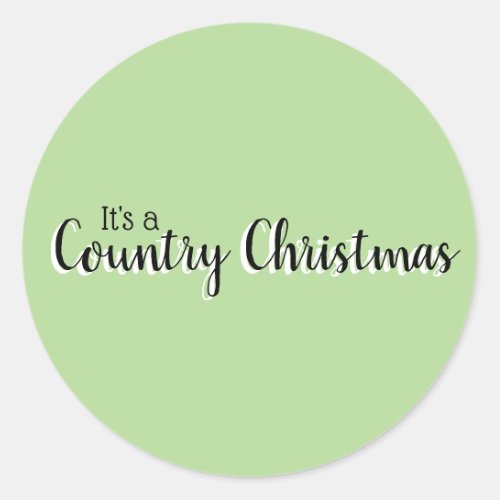 Simple Country Christmas Green Classic Round Sticker