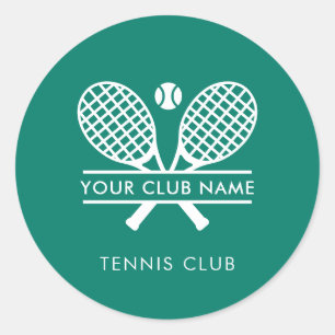 Simple Country Club Name Tennis Team Any Color Classic Round Sticker