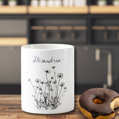 Simple Country Field of Flowers Monogram  Coffee Mug