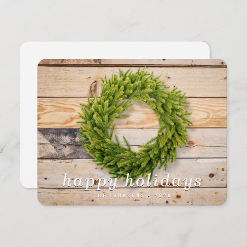 Simple Country Rustic Christmas Wreath Holiday Card