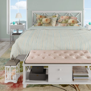 Simple Country Striped Modern Random Blue n Beige Duvet Cover