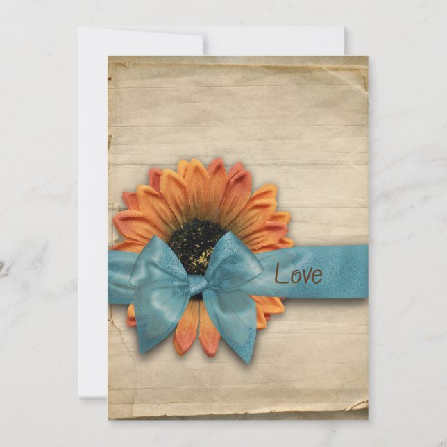 Simple Country Sunflower Wedding Personalized Invitation (Front)