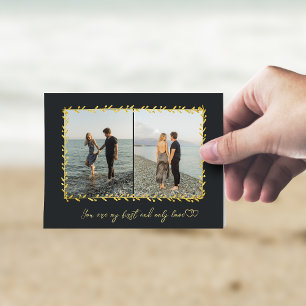 Simple Couple 2 Photo Folded Holiday Card