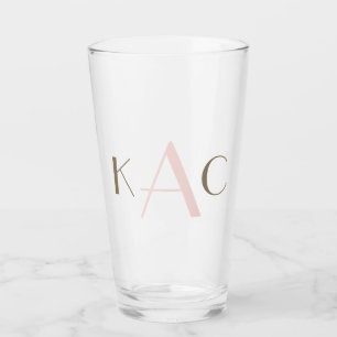 Simple Couple First & Last Names Initials Wedding  Glass