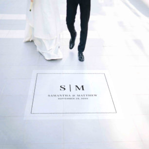 Simple Couple Initials Monogram Wedding Floor Decals