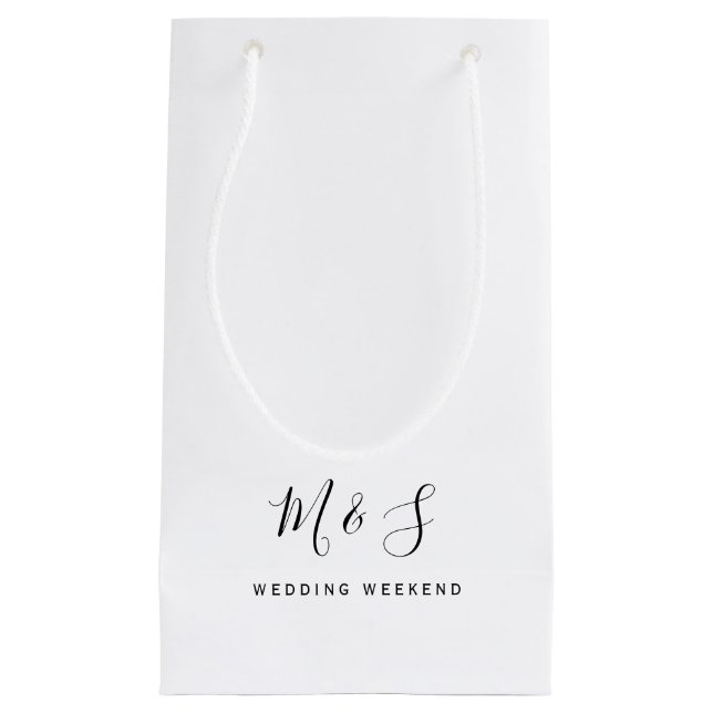 Simple Couple Initials Wedding Weekend Thank You Small Gift Bag (Front)