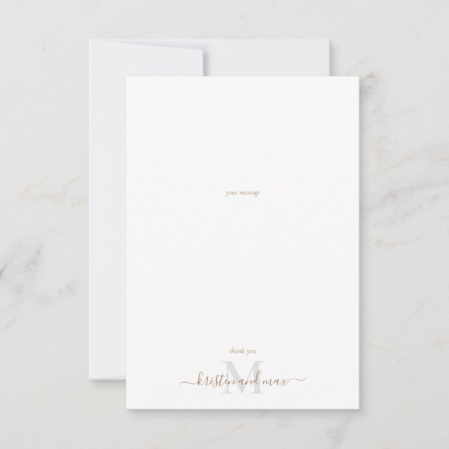 Simple Couple Monogram Wedding Thank You card (Front)