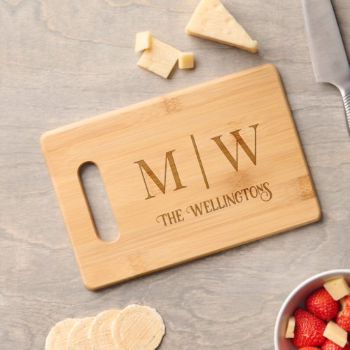 Simple Couple Name 2 Initial Monogram Vert Spacer Cutting Board