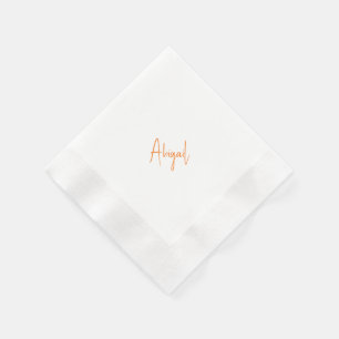 Simple Couple Orange Script Name Wedding  Napkins
