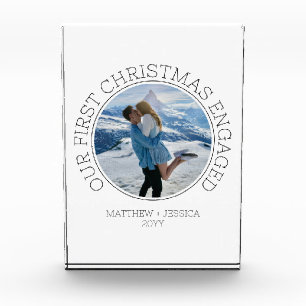 SImple Couple Personalized First Christmas Engaged Photo Block