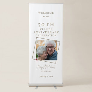 Simple Couple Photo 50th Anniversary Party Retractable Banner