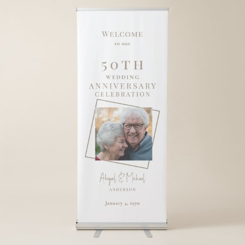 Simple Couple Photo 50th Anniversary Party  Retractable Banner