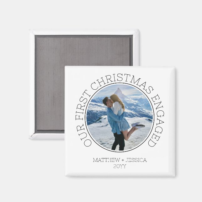 SImple Couple Photo Our First Christmas Engaged Magnet (Front/Back)