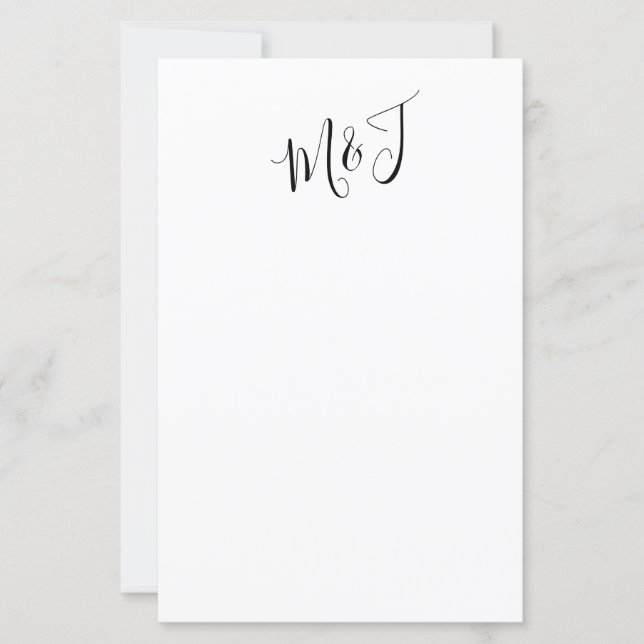 Simple Couple Script Initials Wedding Stationery (Front)