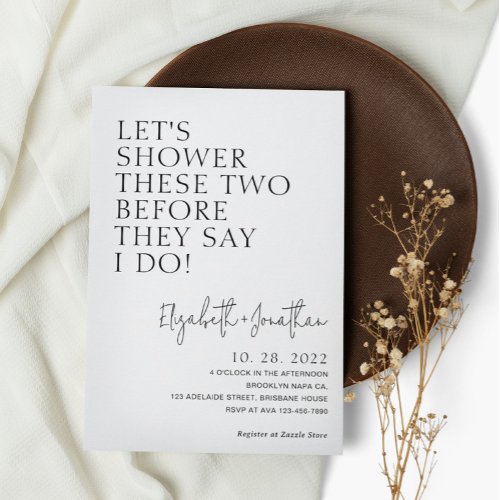 Simple Couple Shower Before They Say I Do Bridal Invitation