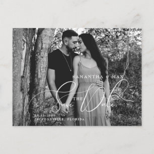 Simple Couple Two B/W Photos Save the Date Postcard