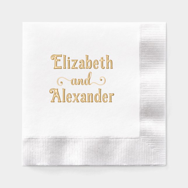 Simple Couple Two Name with Fancy “and” #2LG Foil Napkins (Front)