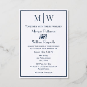 Simple Couple Wedding 2 Initial Mon VS DIY Colors Letterpress Photo Cards