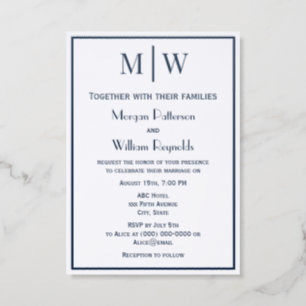 Simple Couple Wedding 2 Initial Mon VS DIY Colors Letterpress Photo Cards