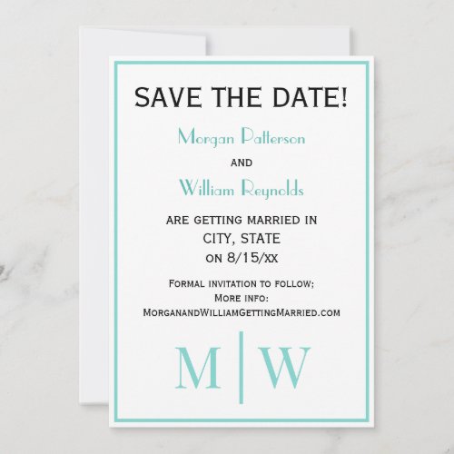 Simple Couple Wedding 2 Initial Mon VS DIY Colors Save The Date