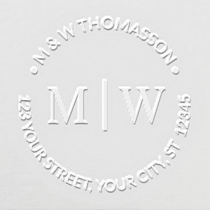 Simple Couple Wedding 2 Initial Monogram Address R Embosser
