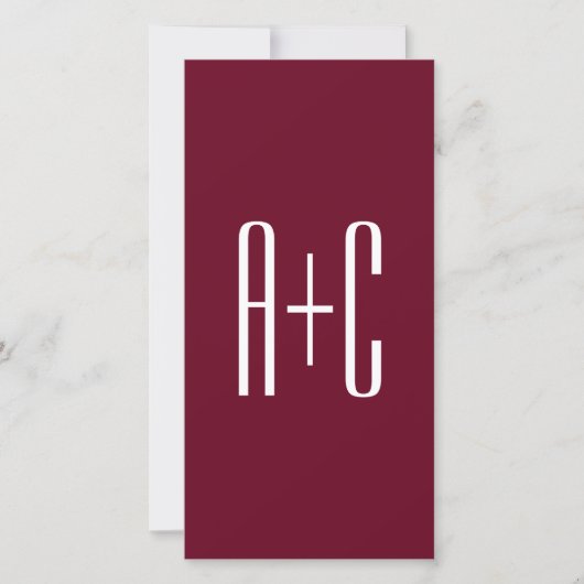 Simple Couples Initials | White & Burgundy (Front)