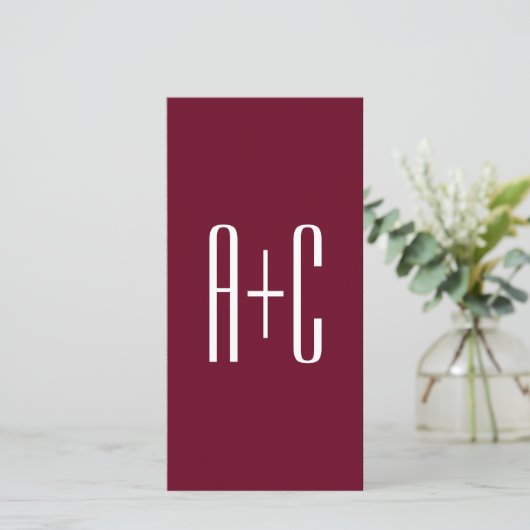 Simple Couples Initials | White & Burgundy (Standing Front)