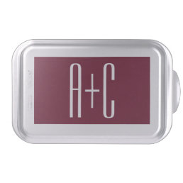 Simple Couples Initials | White &amp; Burgundy Cake Pan