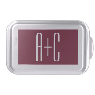 Simple Couples Initials   White & Burgundy Cake Pan